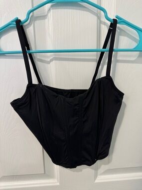 Gilly Hicks Black Cropped Tank Corset-Style Top